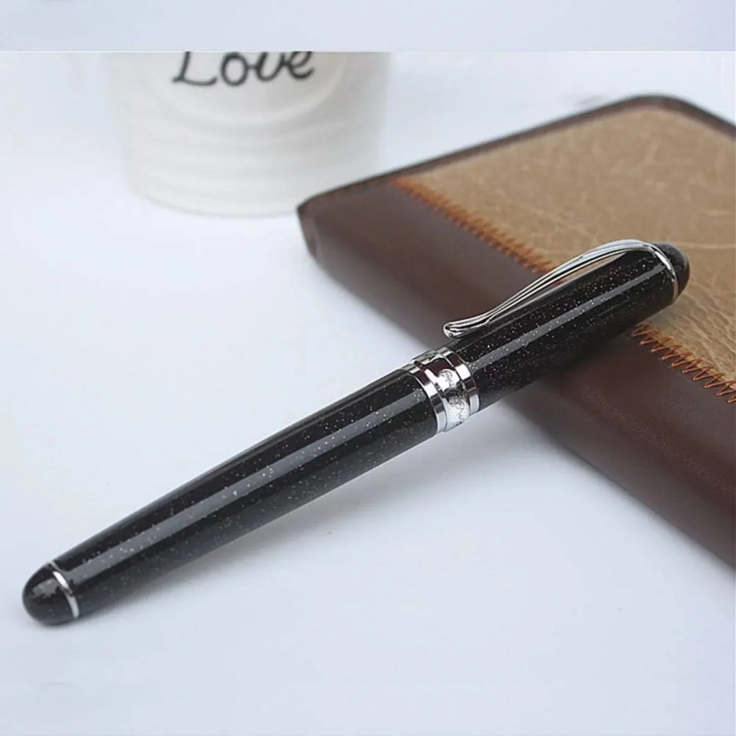 Black Glitter Fountain Pen, Refillable
