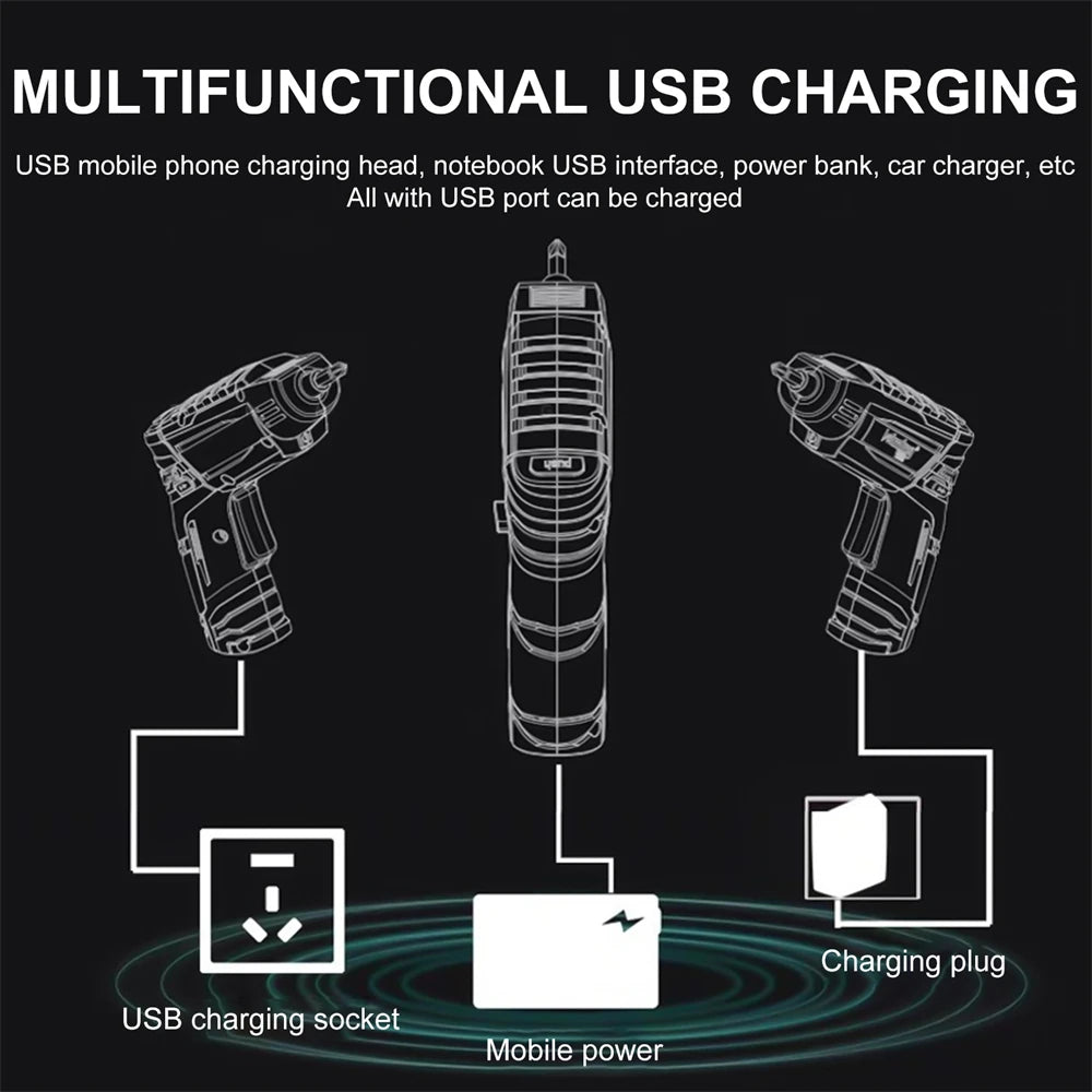 4.2V Cordless Electric Screwdriver Drill 74pcs Rechargeable