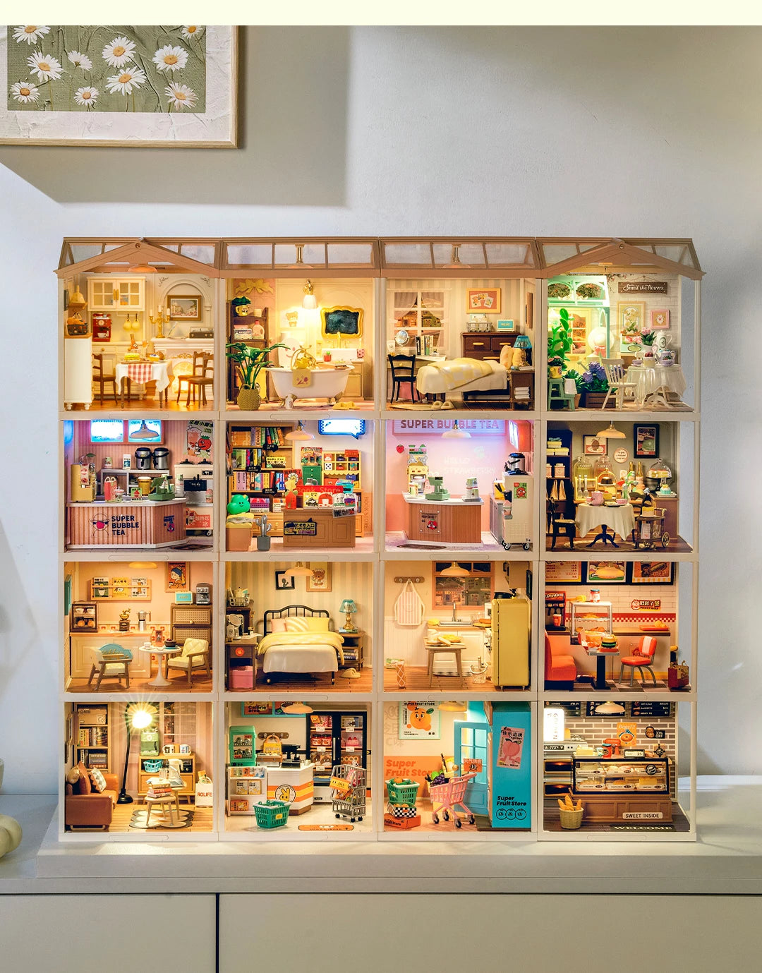 Miniature Dollhouse Kit with LED