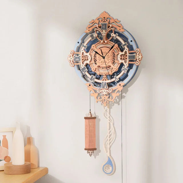 Romantic Note Wall Clock W/Pendulum 3D Wooden Puzzle