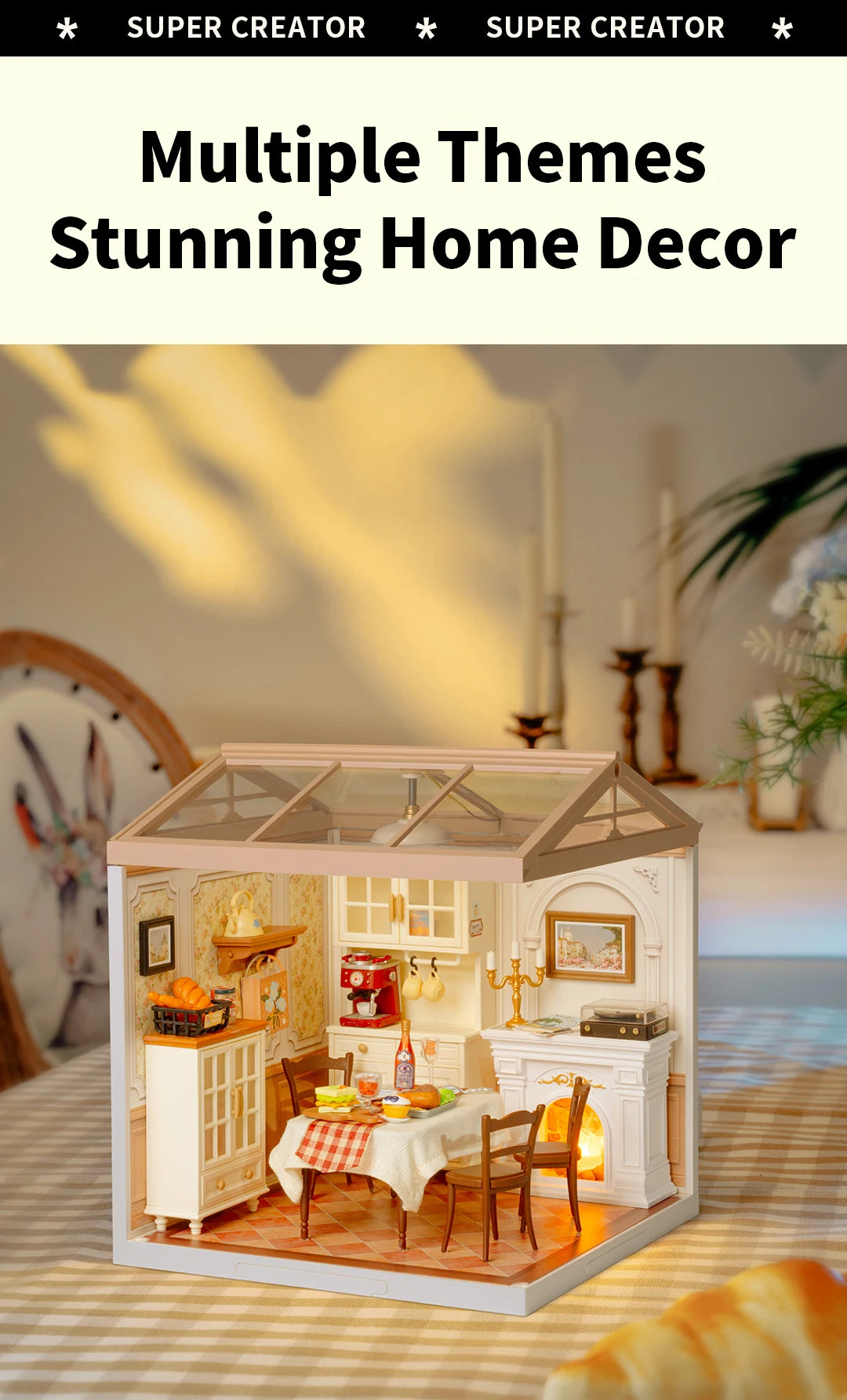 Miniature Dollhouse Kit with LED