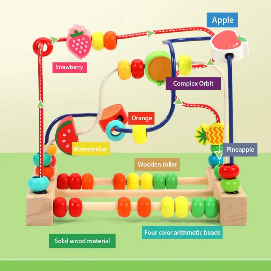 Children's Wooden Toys Fruit Beads Counting Learning Puzzle