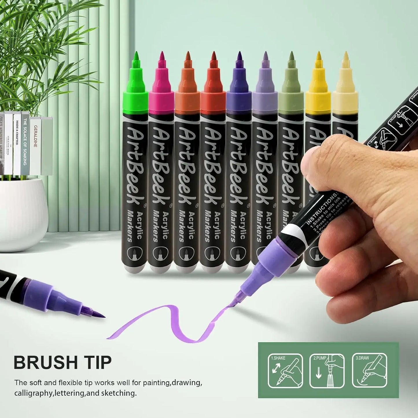 36 Colors Acrylic Paint Markers with Brush Tip