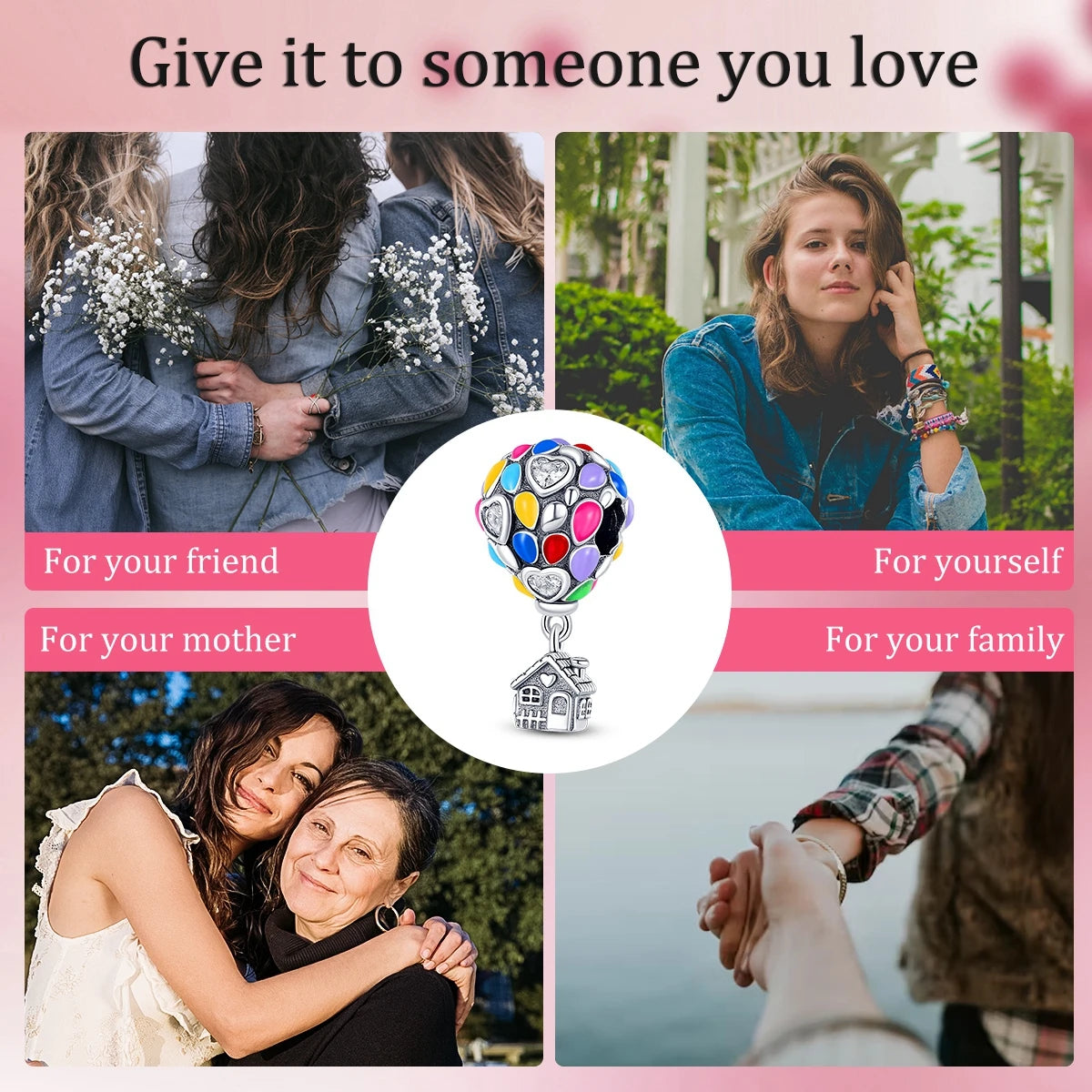 Sterling Silver Hot Air Balloon Charms Fit Original Pandora Bracelets