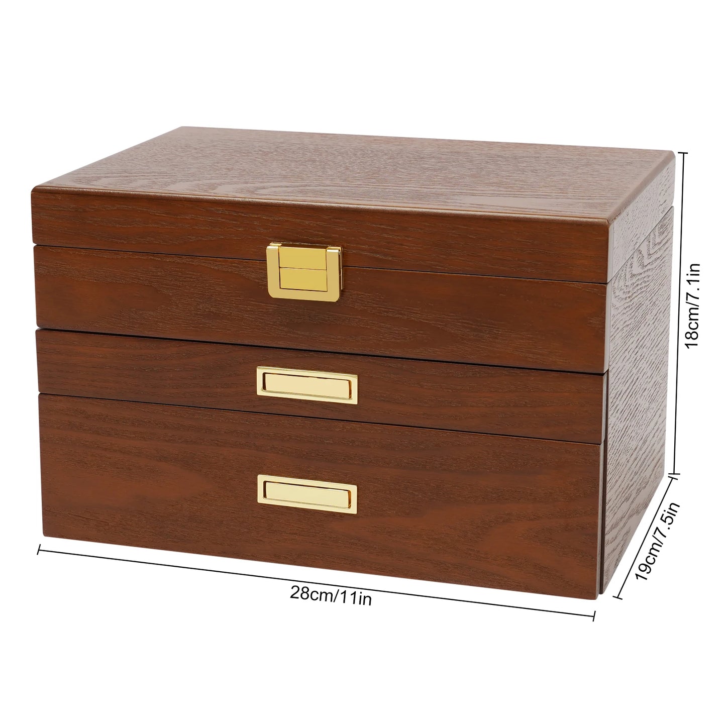 Black Walnut /Brown / White Wood Jewelry Box