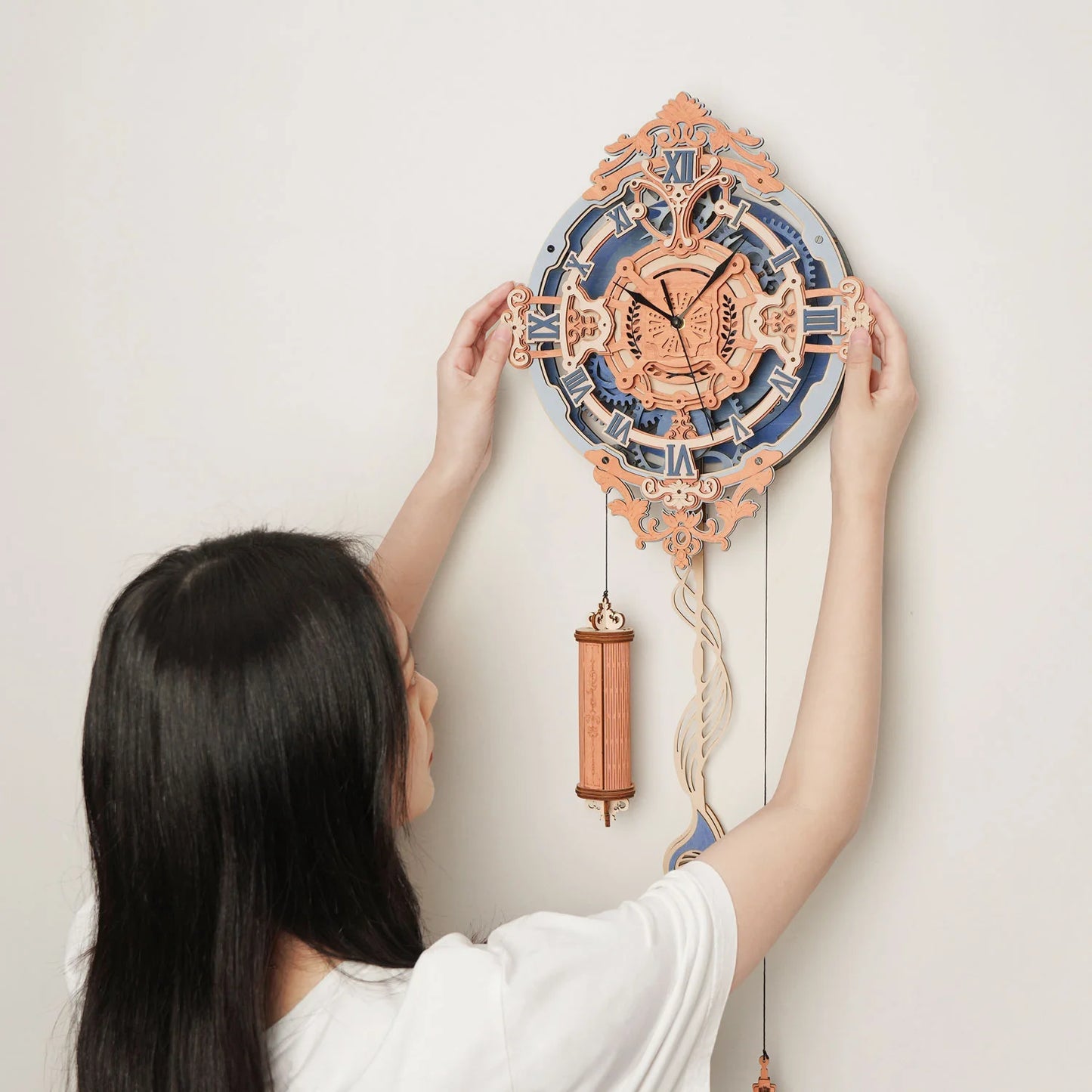 Romantic Note Wall Clock W/Pendulum 3D Wooden Puzzle