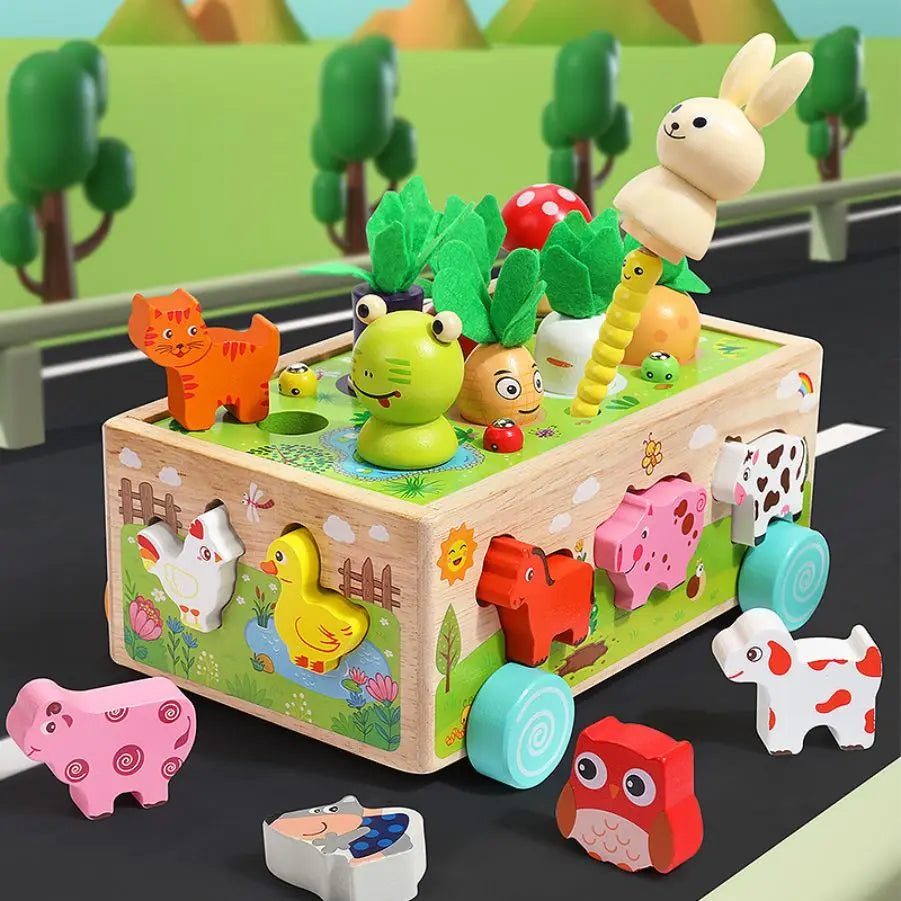 Wooden Children's Animal Pieces/W Interactive Box