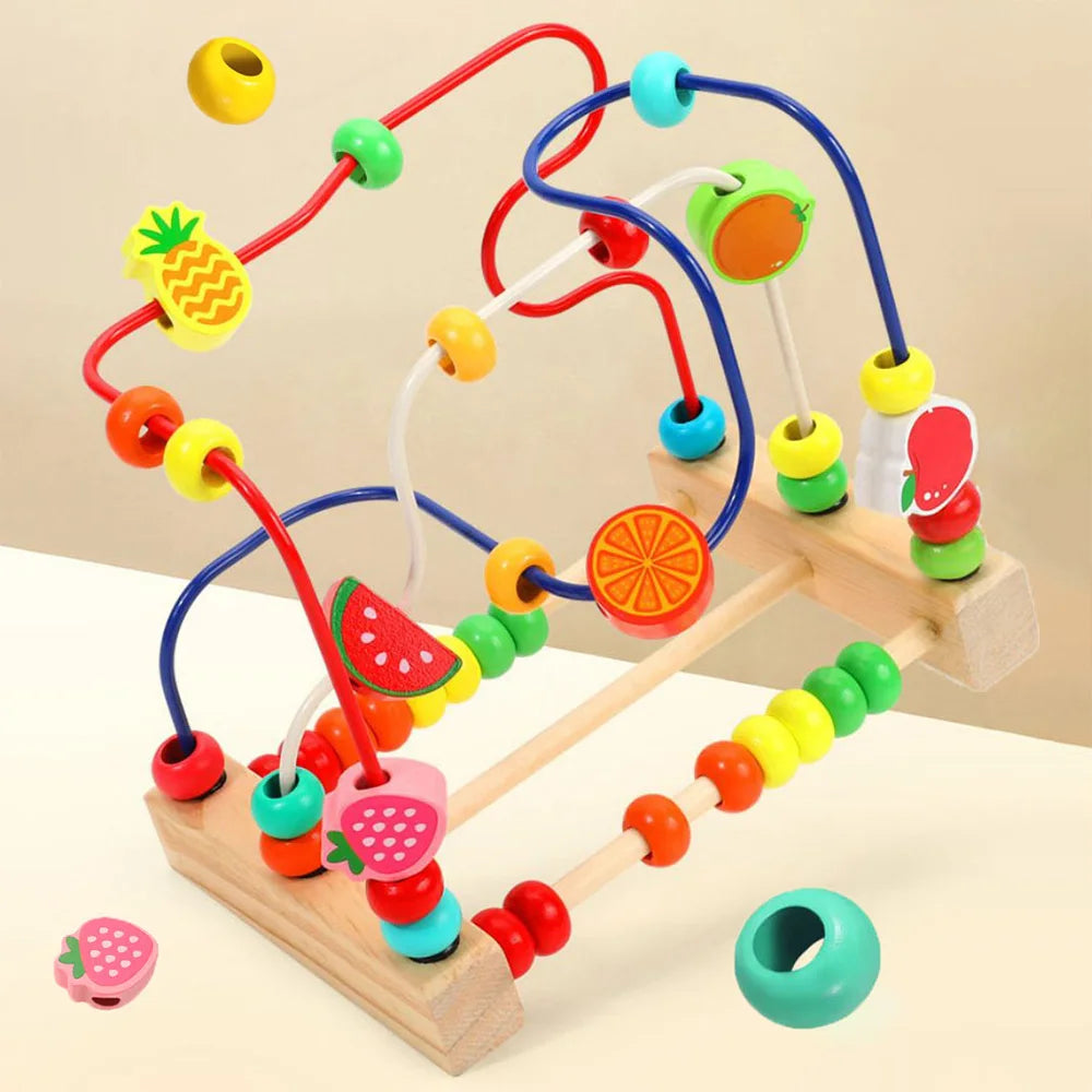 Children's Wooden Toys Fruit Beads Counting Learning Puzzle