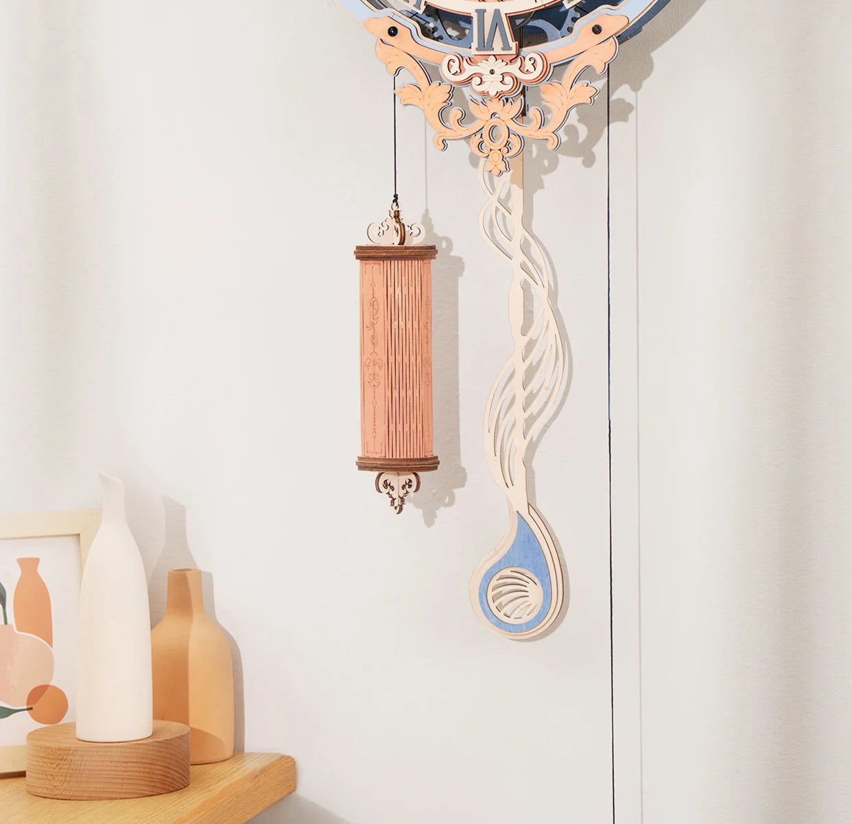 Romantic Note Wall Clock W/Pendulum 3D Wooden Puzzle