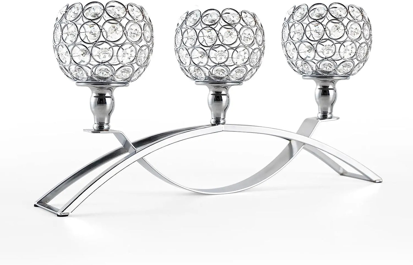 Gold, Silver, Crystal Candle Holders for Home, Wedding, 3 Arms