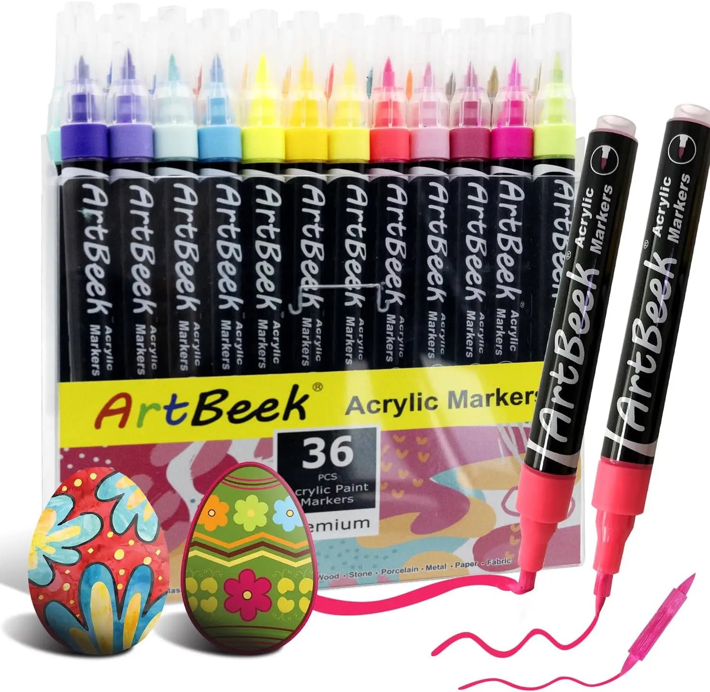 36 Colors Acrylic Paint Markers with Brush Tip