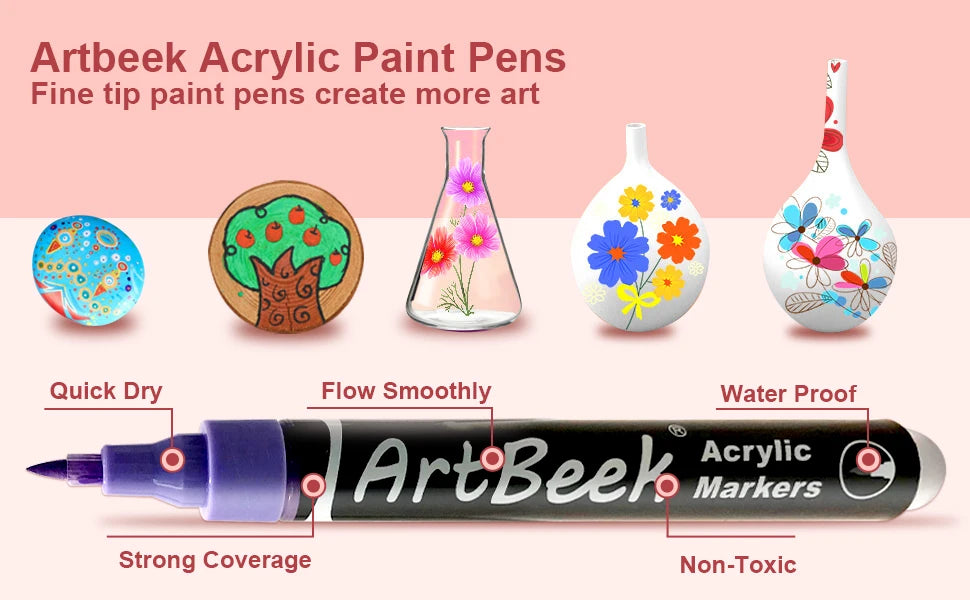36 Colors Acrylic Paint Markers with Brush Tip