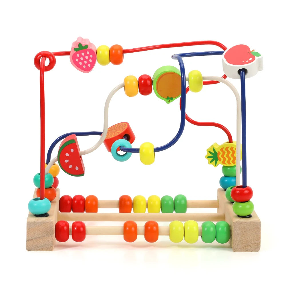 Children's Wooden Toys Fruit Beads Counting Learning Puzzle