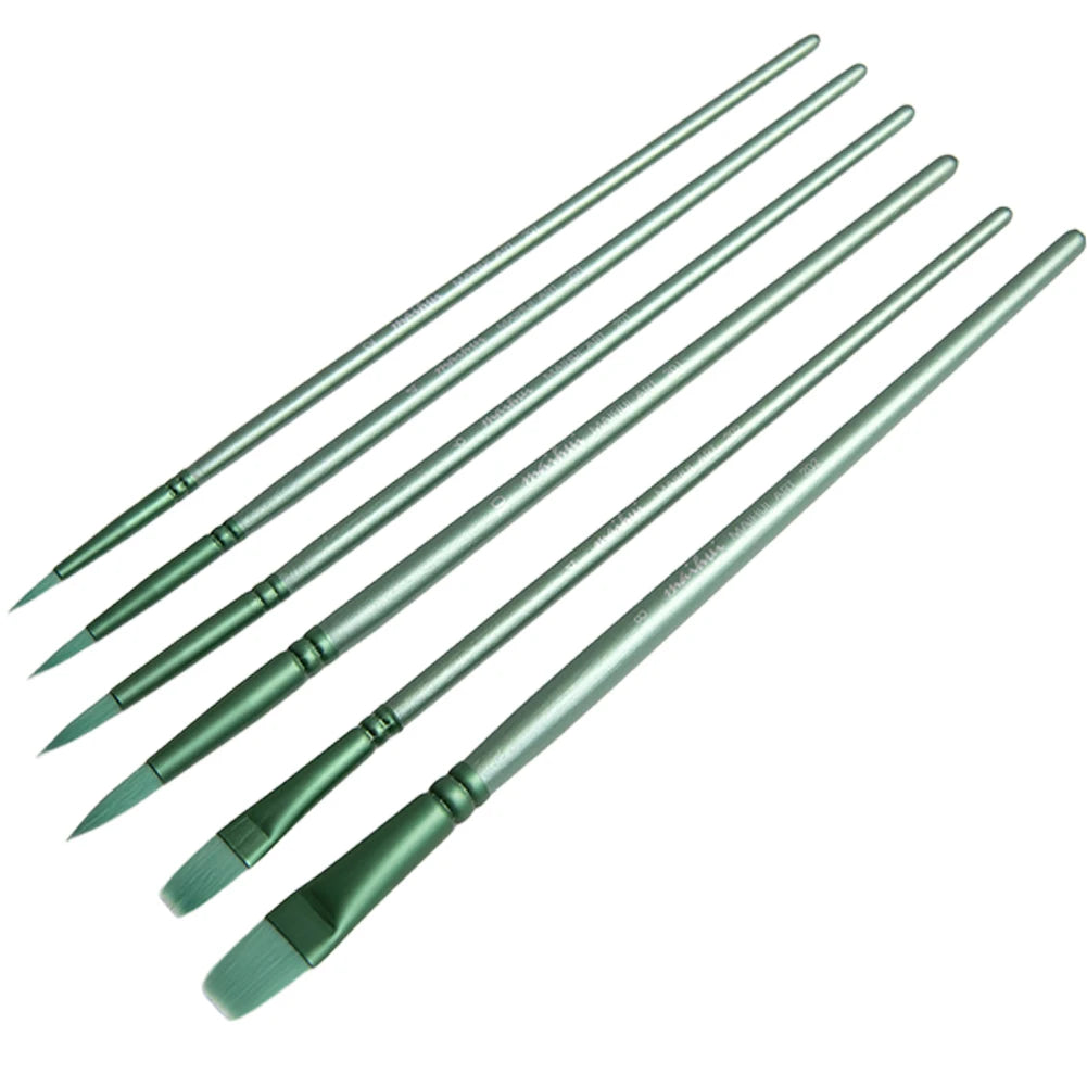 Watercolor Paint Brushes, Wooden Handle, Nylon Hair Flat Head
