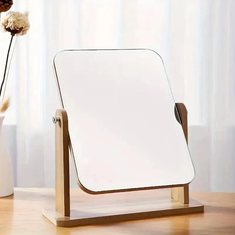 Wooden Rotating Desktop Makeup/Vanity Mirror