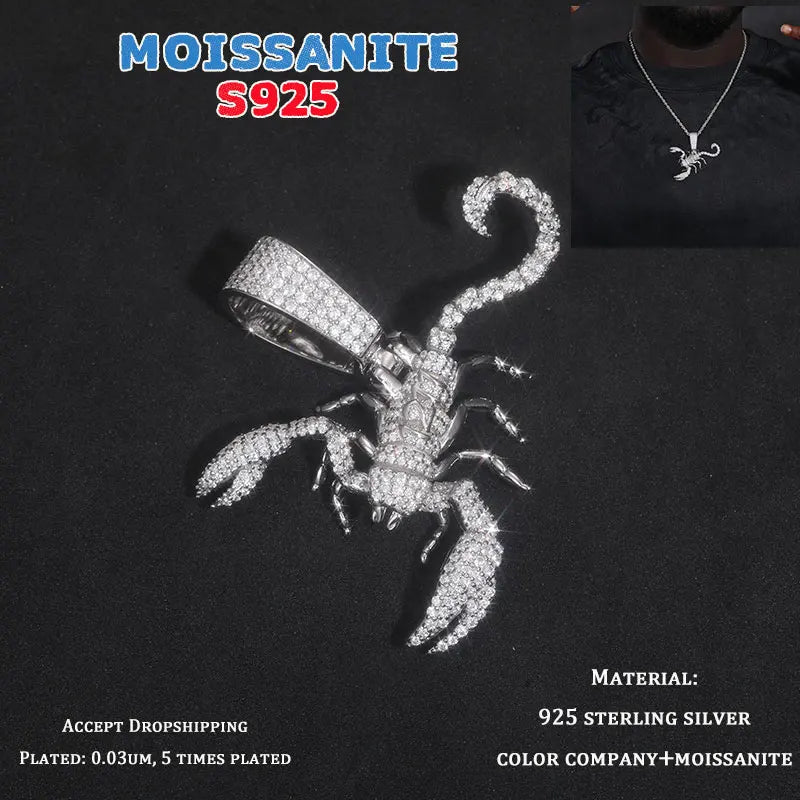 Unisex S925 Scorpion Pendant Iced Out Moissanite