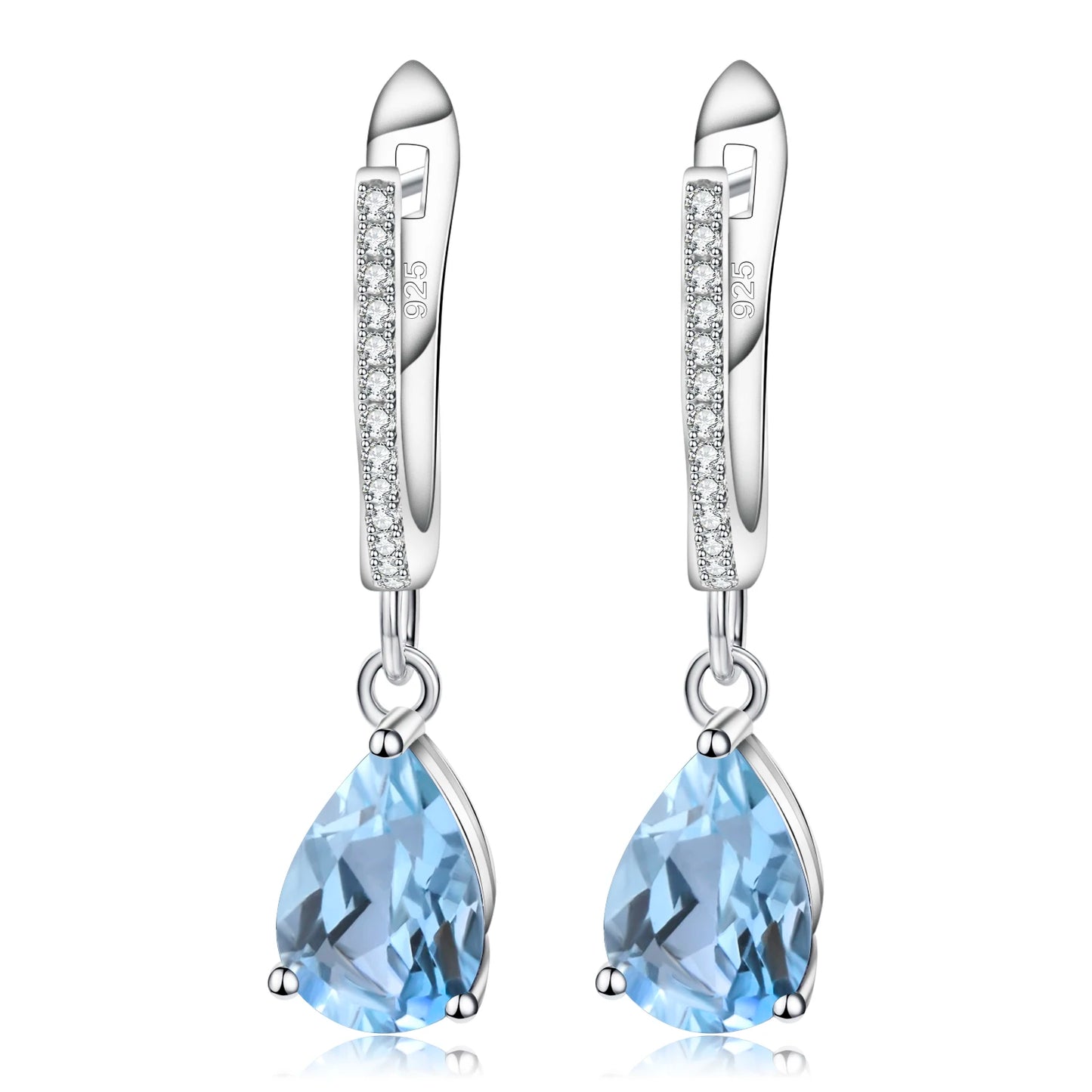 Natural Sky Blue Topaz Earrings,925 Sterling Silver Fine Jewelry