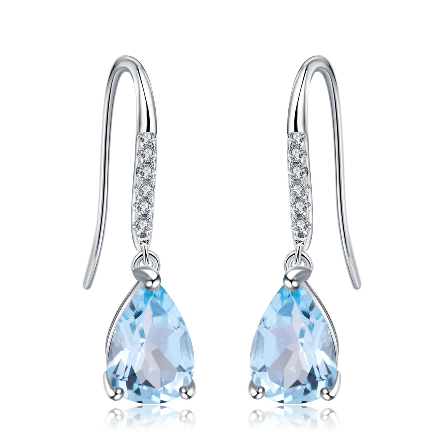 Natural Sky Blue Topaz Earrings,925 Sterling Silver Fine Jewelry