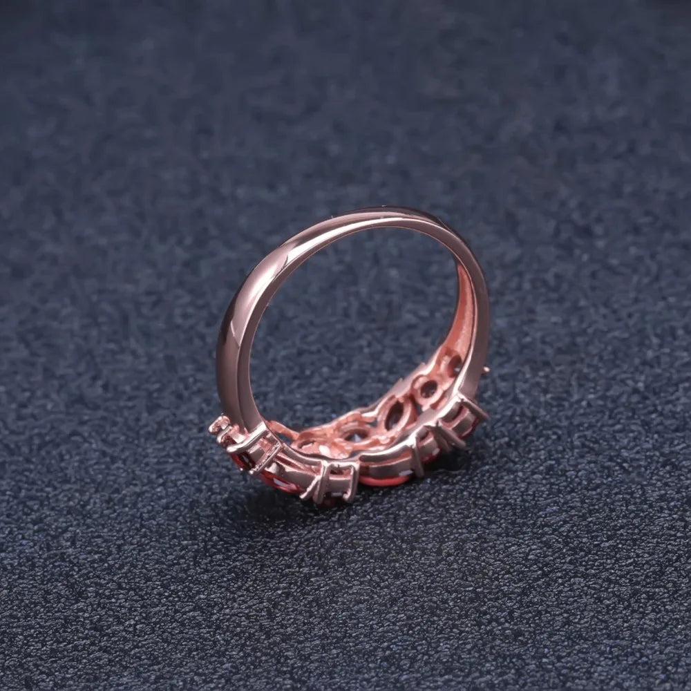 Sterling Silver Natural Red Garnet Gemstone Ring
