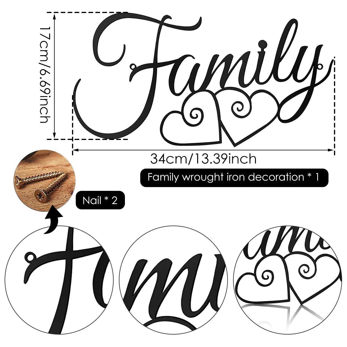 Metal Family Wall Sign, Art,  Decorative Wall Sign