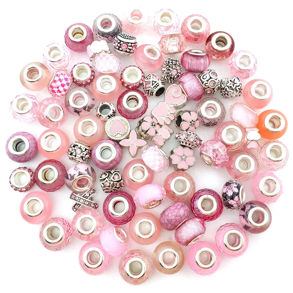 80 Pcs Large Hole Assorted Resin Imitation Glass Beads