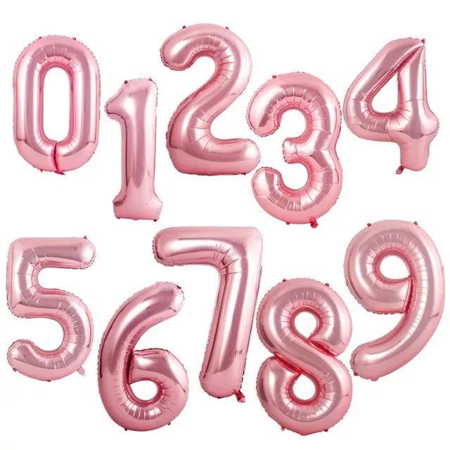 40" Gradient Rose, Red, Gold, Silver, Big Number Foil Balloons