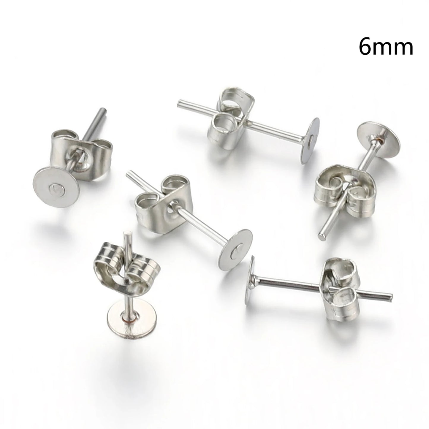 Blank Post Earring Studs with Earring Back/Flat Stones