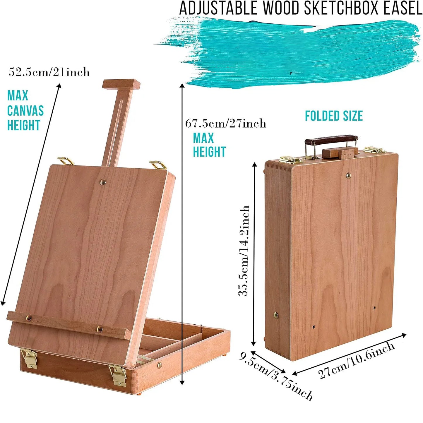 Adjustable Table Sketch box Easel, Storage Case