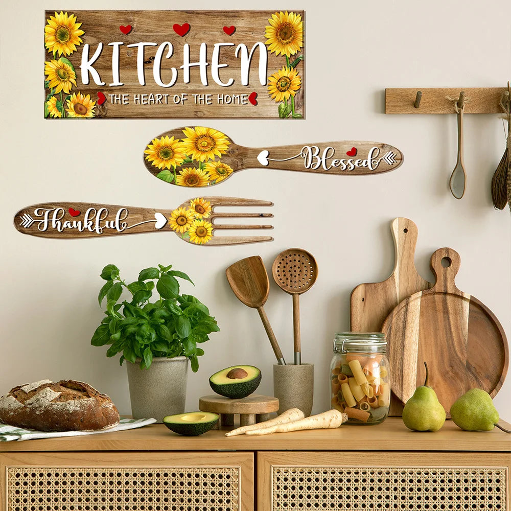 Sunflower Theme Kitchen Self-Adhesive Wall Stickers