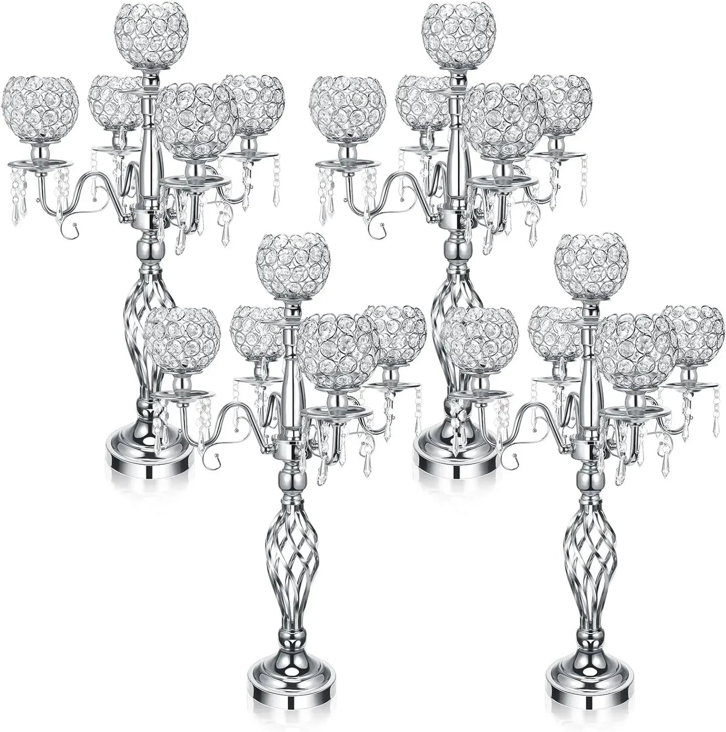 5-arm Crystal Wedding Candle Holder Centerpiece/Silver, Gold