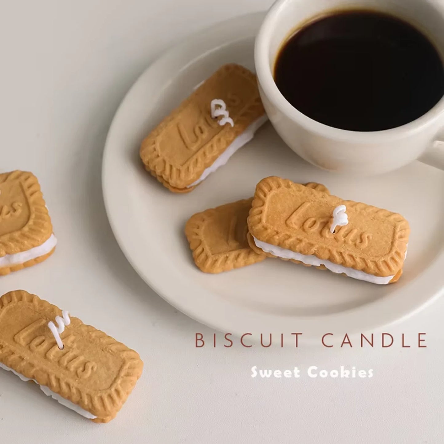 Biscuit Shaped Lotus Coffee and milk Scented Soy Candle