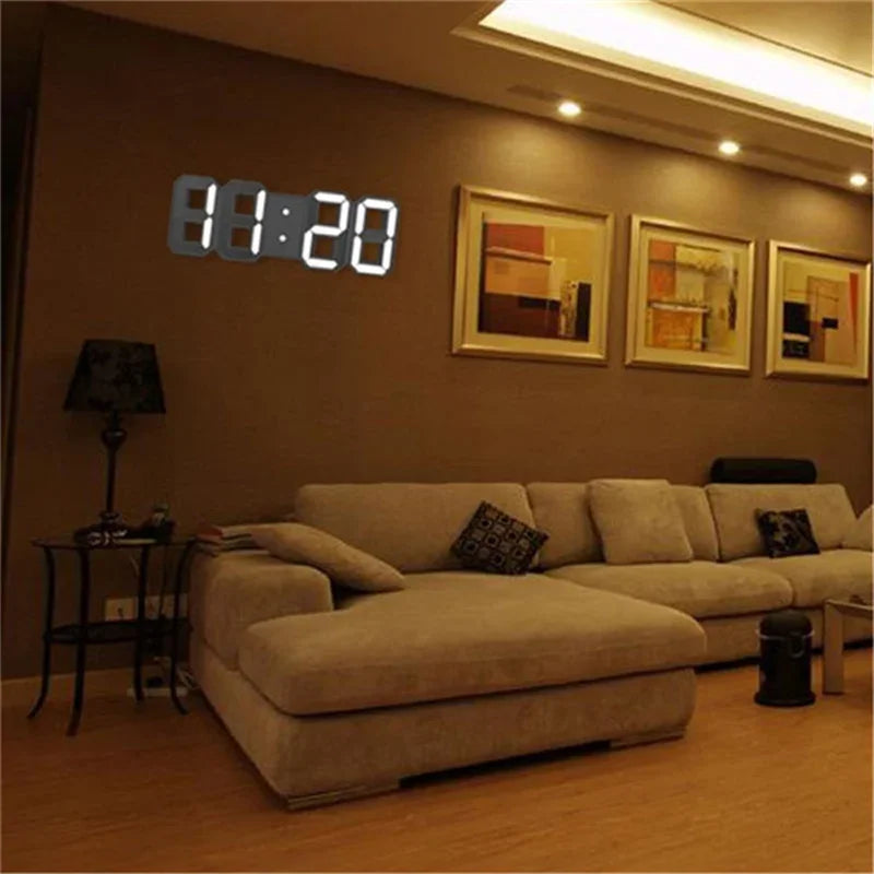 LED Digital Wall Clock/Alarm Clock 3 levels Brightness