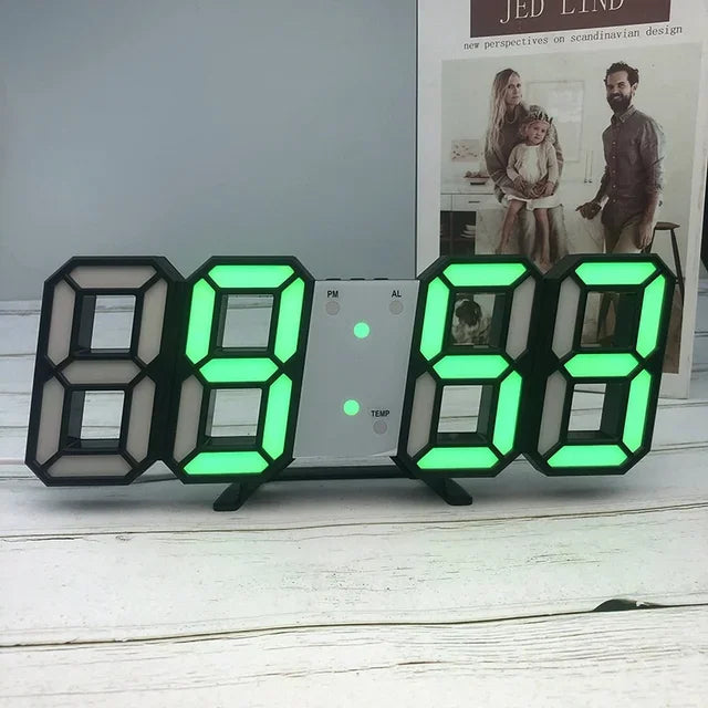 LED Digital Wall Clock/Alarm Clock 3 levels Brightness