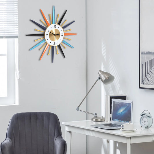 22 Inch Mid Century, Non-Ticking Wall Clock