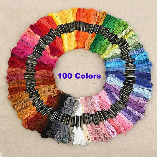 100 Colors Embroidery Thread Colorful Cotton Cross Stitch Threads