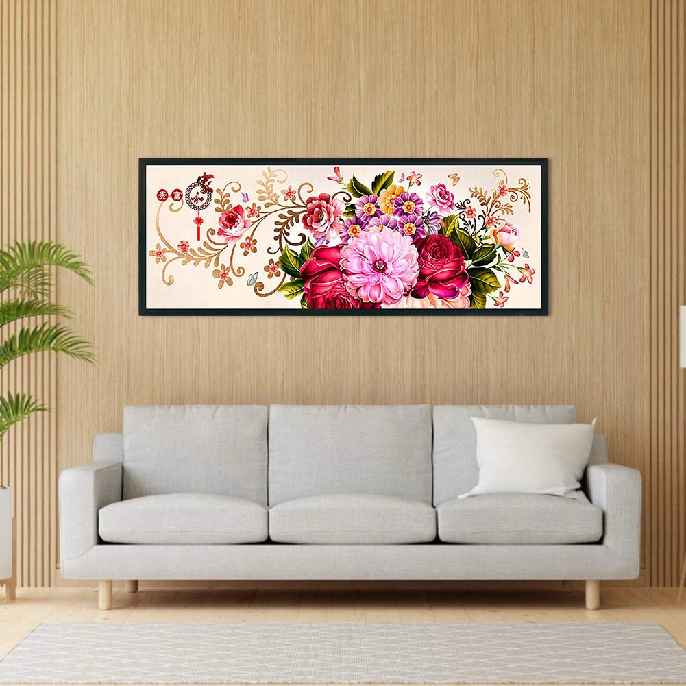 Peony Full Cross Stitch 11CT Cotton Thread Printed Embroidery Kits