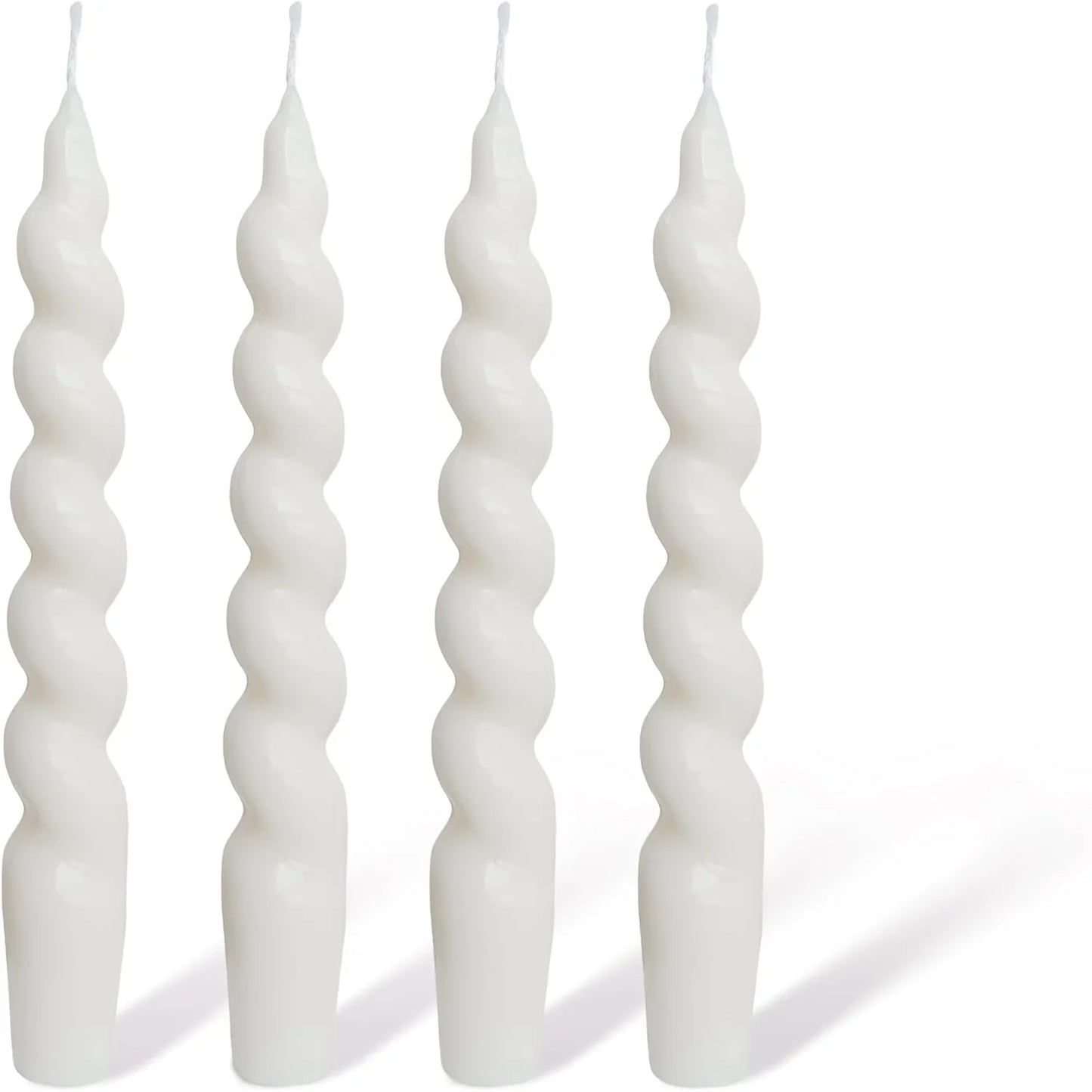 White Spiral Taper Candlestick, Smokeless