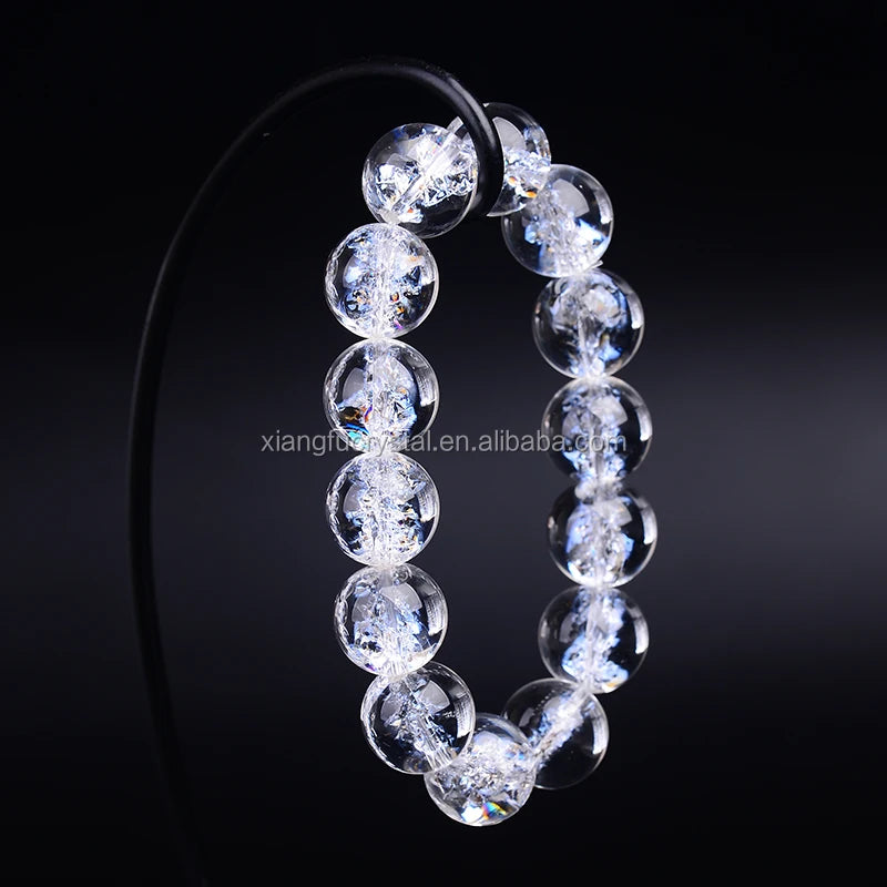 Round Natural Clear Quartz Crystal Bracelet