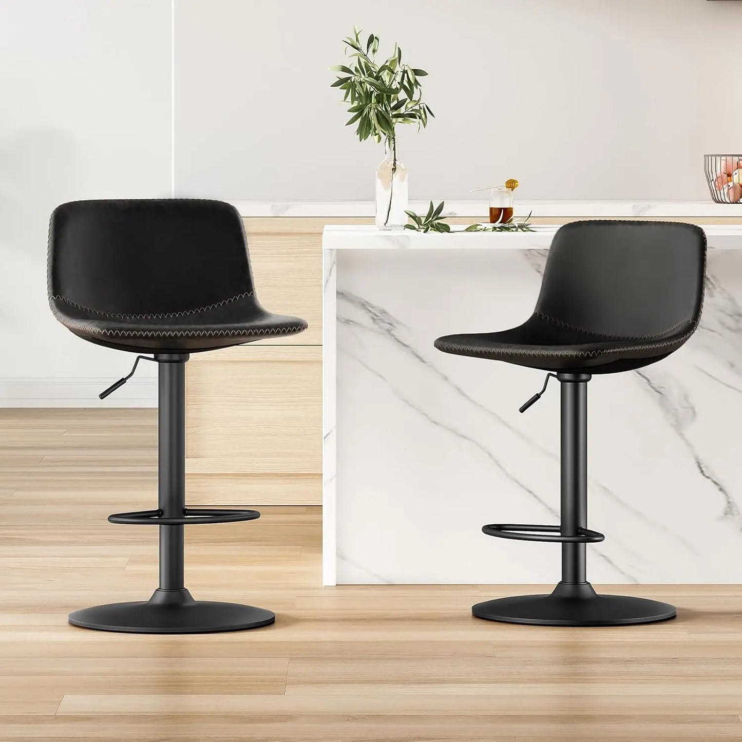 Adjustable Bar Stools Set of 2, Mid Century Modern