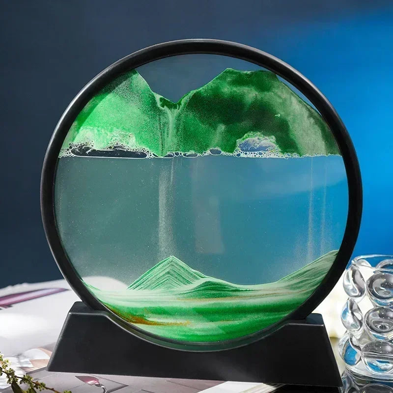 Moving Sand Art Picture Round Glass Deep Sea Sandscape