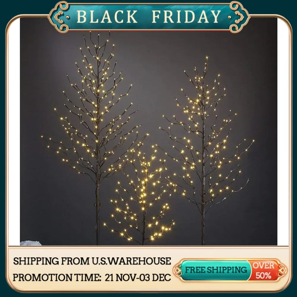 Decorative & Beautiful Set of 3 LED Star Light Trees