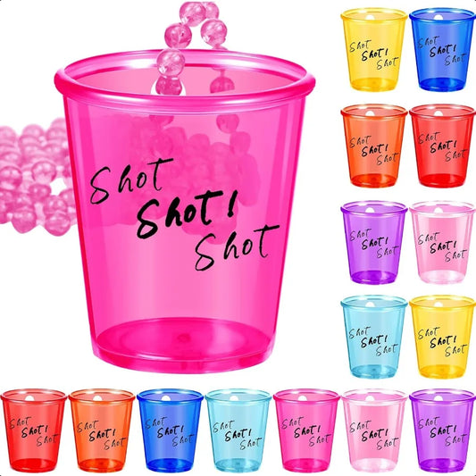 Shot Glass Cups,  Beaded Necklace