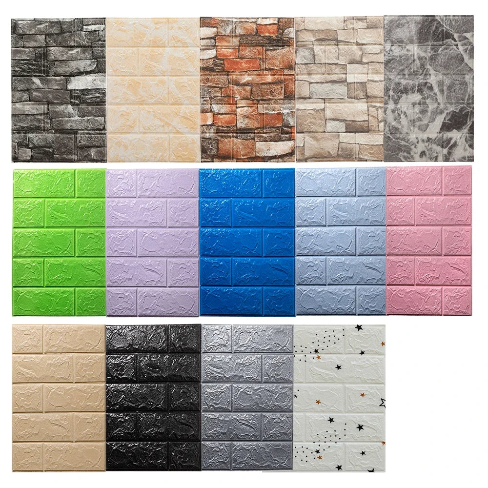 3D Brick Wall Sticker Panels - Self Adhesive Wallpaper