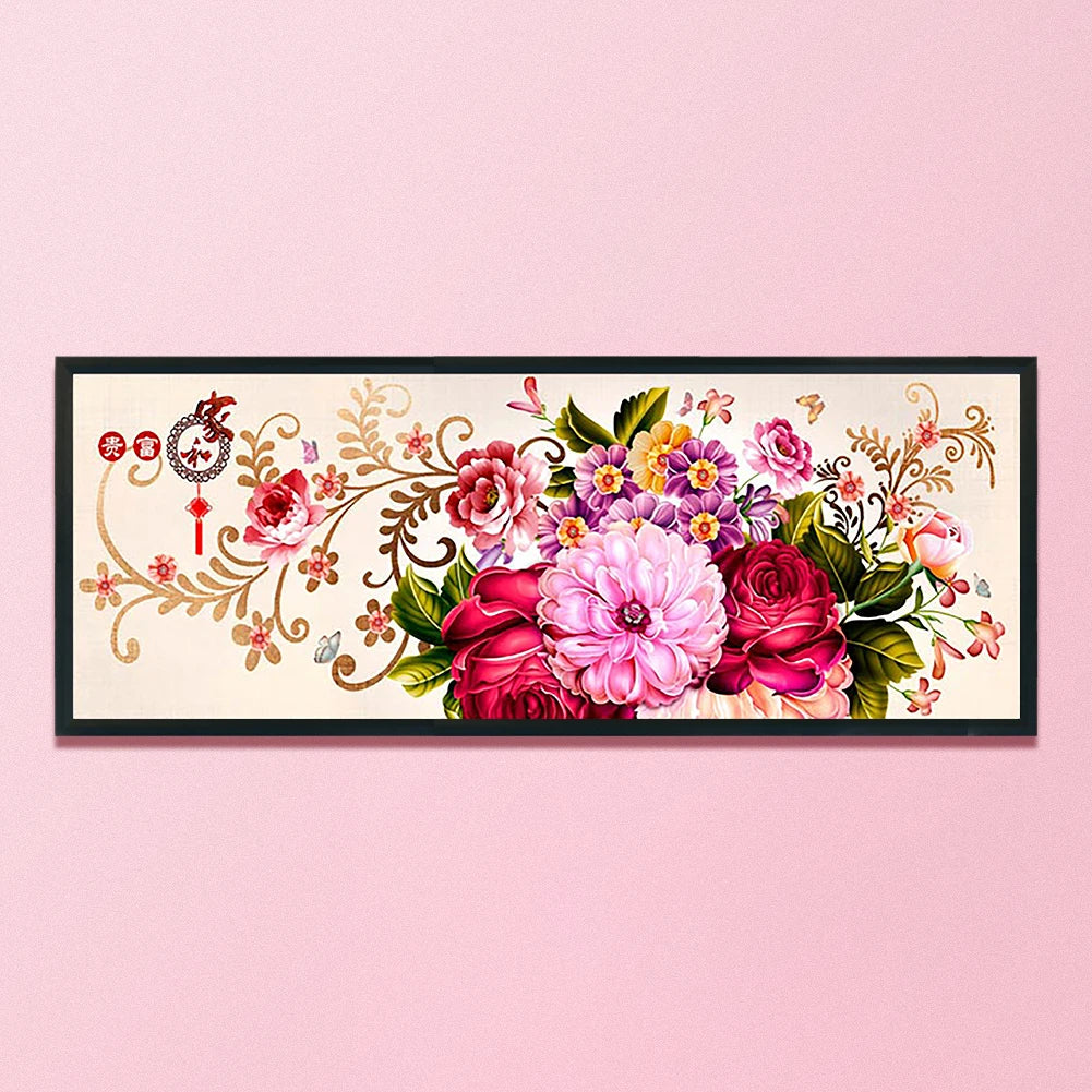 Peony Full Cross Stitch 11CT Cotton Thread Printed Embroidery Kits