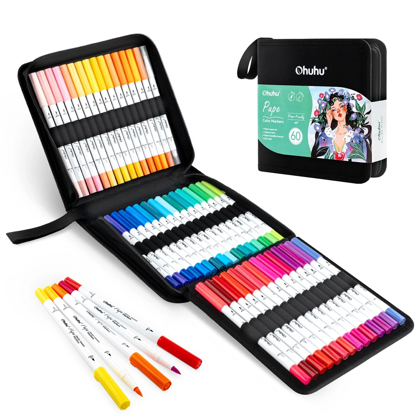 Markers Paper-friendly Water-based Coloring Markers Dual Brush