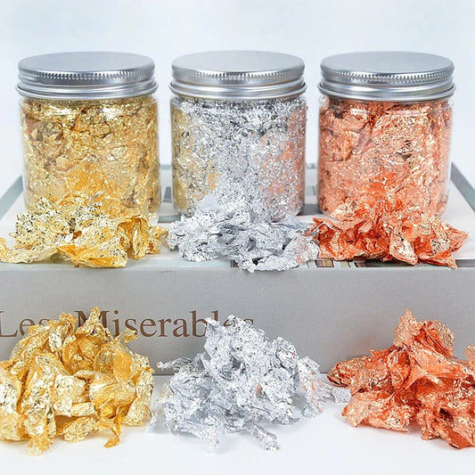 Gold Sliver Copper Foil Sequins Glitter Craft Leaf Flake