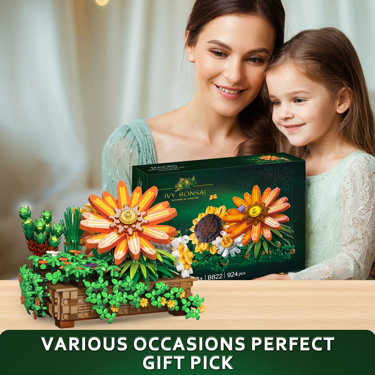 Flower Botanical Bonsai Building Set - 924pcs, Adults and Kids