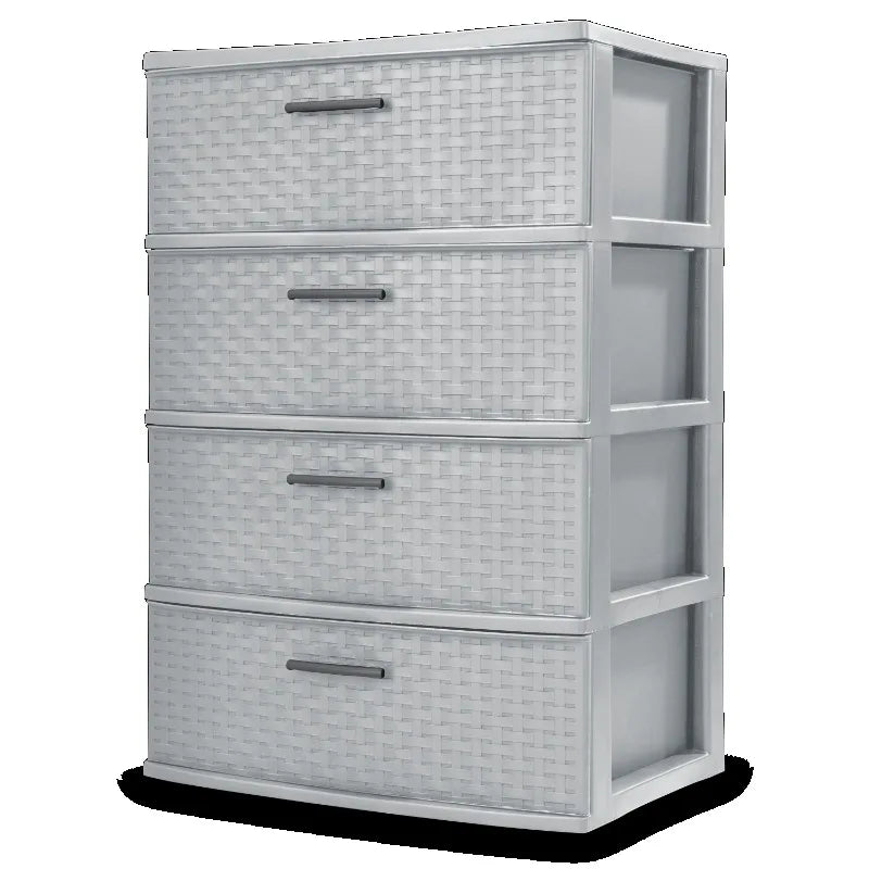 Stylish 4 Drawer Wide Woven Plastic Organizer