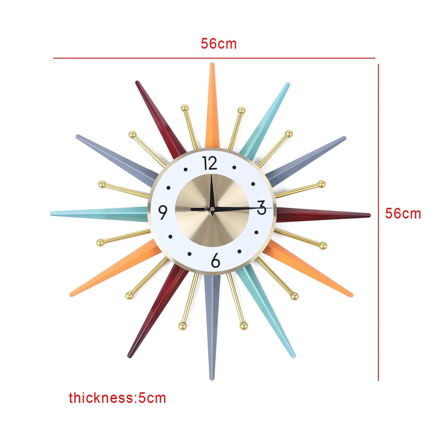 22 Inch Mid Century, Non-Ticking Wall Clock