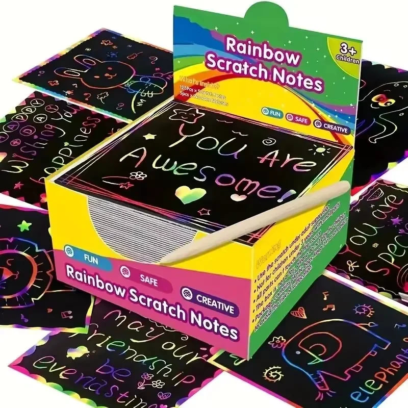 125 Scratch-Off Pad Cards Rainbow, Mini Art Notes